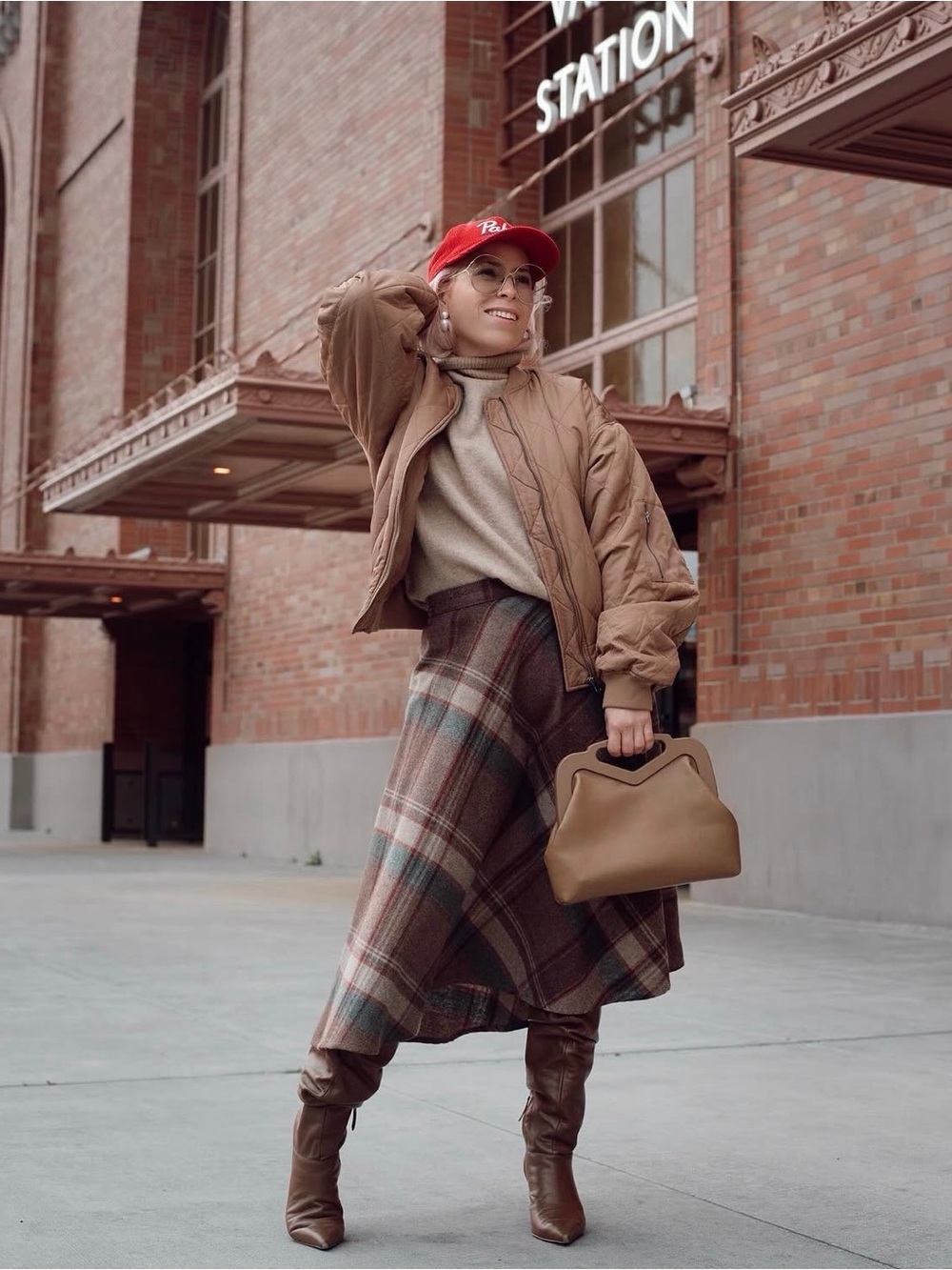 Plaid mid skirt